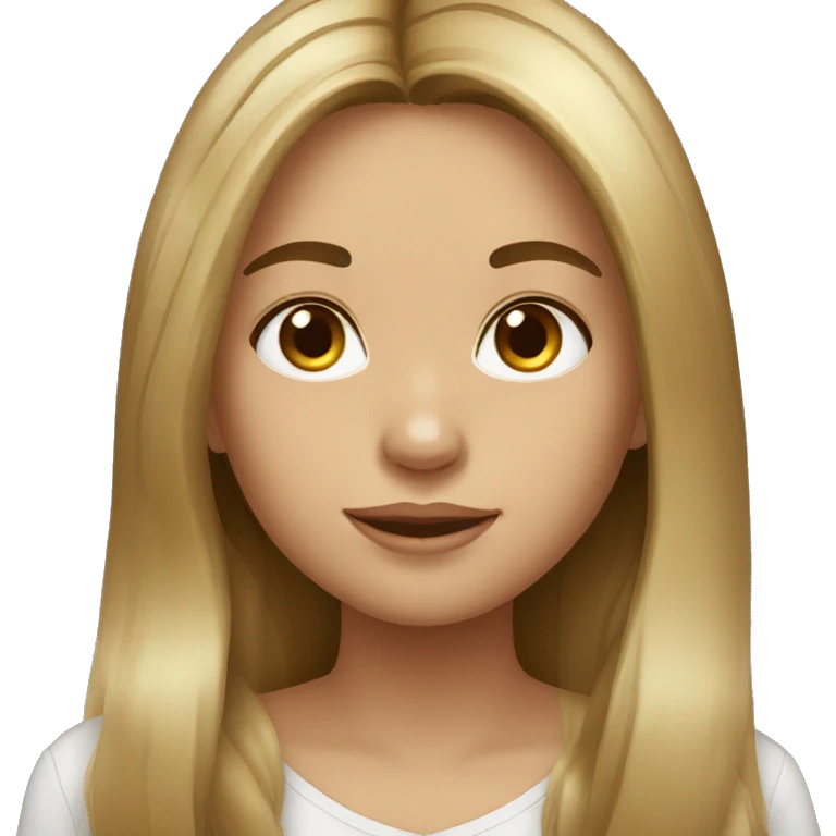 Brown with blonde highlights long haired girl portrait emoji