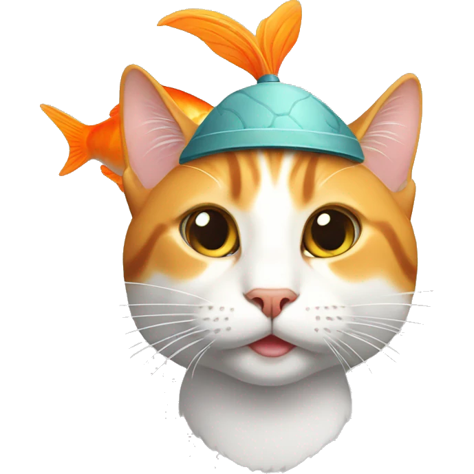 Cat wearing a fish on its head emoji