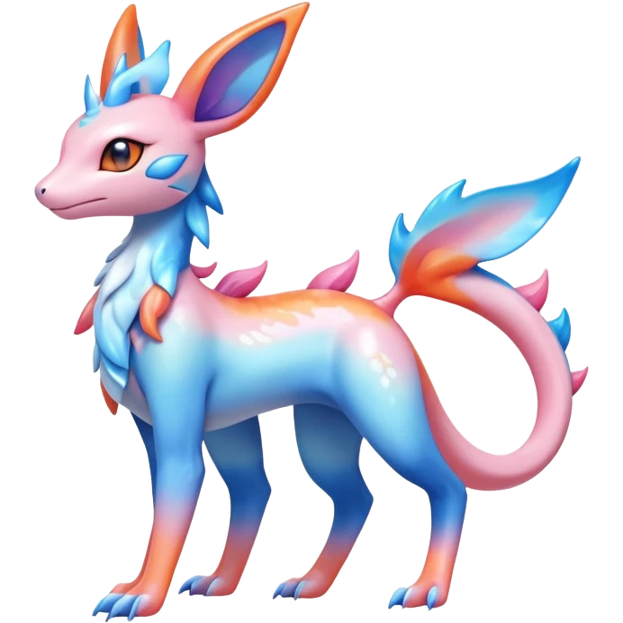 Colorful Shiny Exotic Amaura-Salandit-Aurorus-Sylveon-Fakémon-hybrid-creature (full body)  emoji