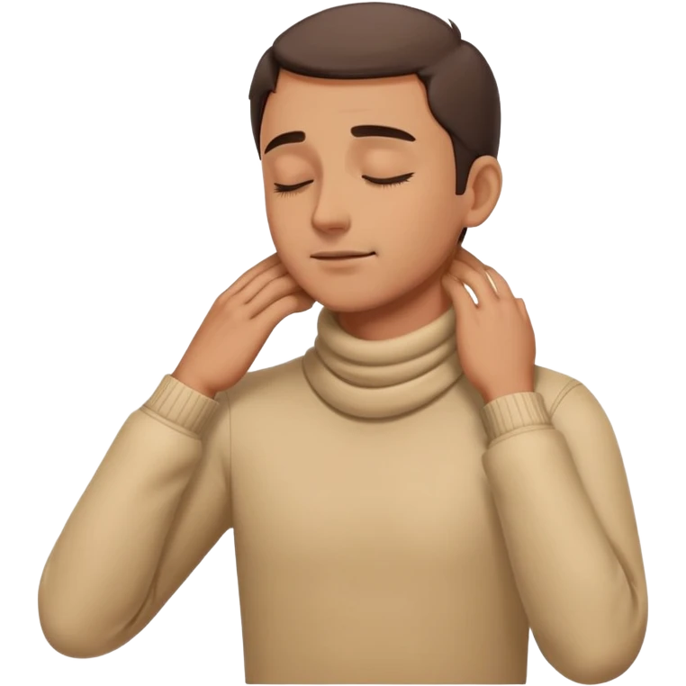 Guy with hands on his neck closing eyes emoji