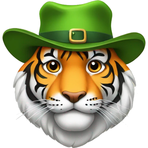 tiger in Irish hat emoji