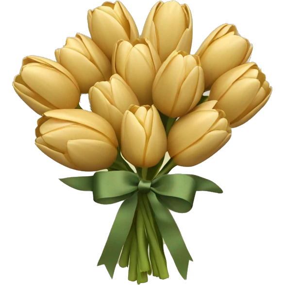 bouquet of golden beige tulips with a Khaki green bow emoji