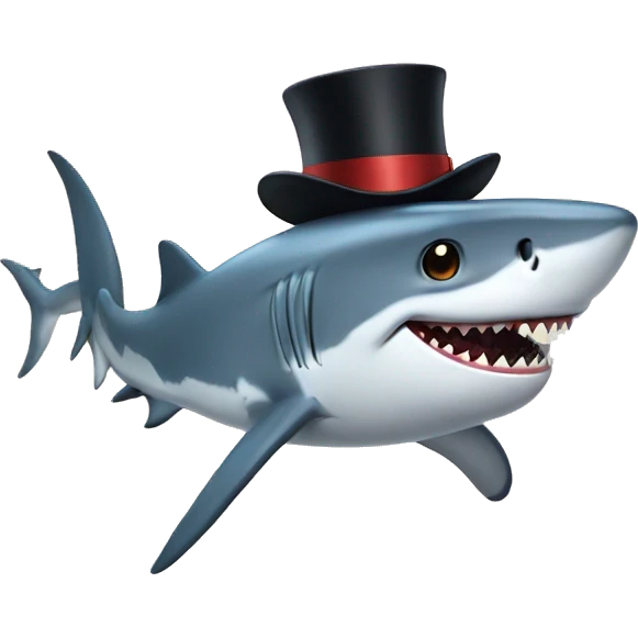 Shark with a top hat emoji