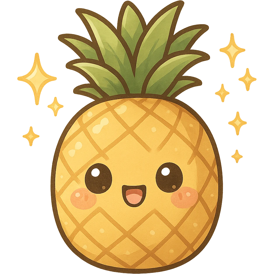 Sparkling Q-version sticker pineapple, cute and exaggerated emoji
