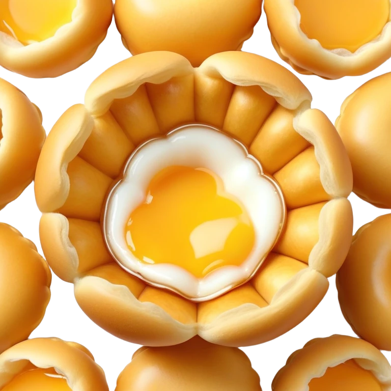 3D rendered Hong Kong egg puffs (鸡蛋仔) torn open showing fluffy interior, authentic bubble pattern, hyper-realistic texture contrast between crispy exterior and soft inside, glossy bubbles emoji