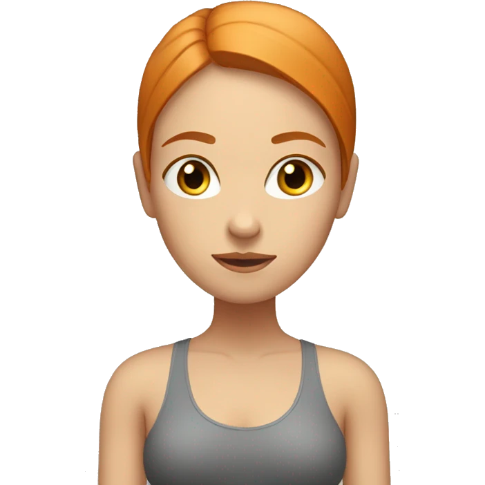 Ginger straight hair woman with dark eyes doing yoga emoji