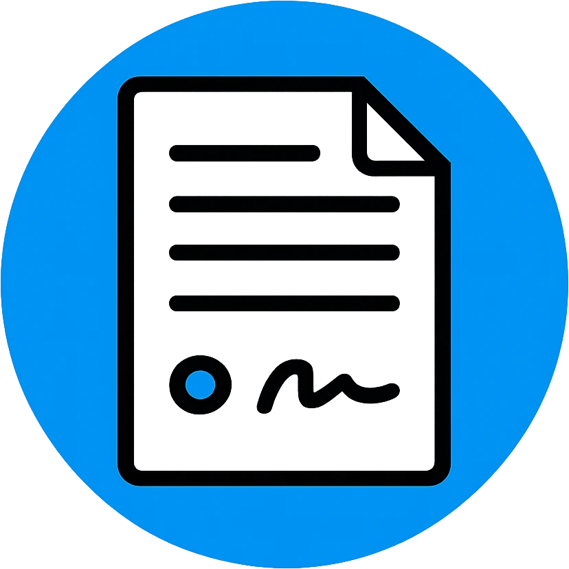 minimalistic professional document emoji with a blue circle, aesthetic design, clean and modern look, sleek and professional style emoji