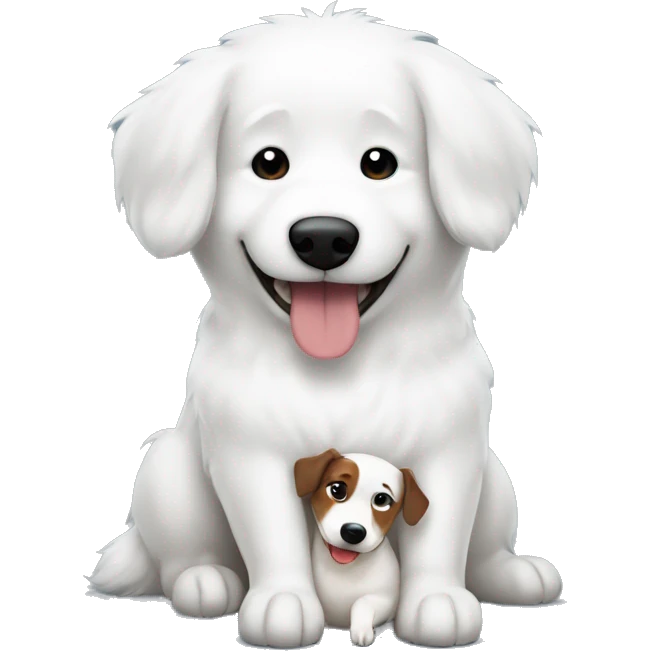 Samoyed hugging a dachshund emoji