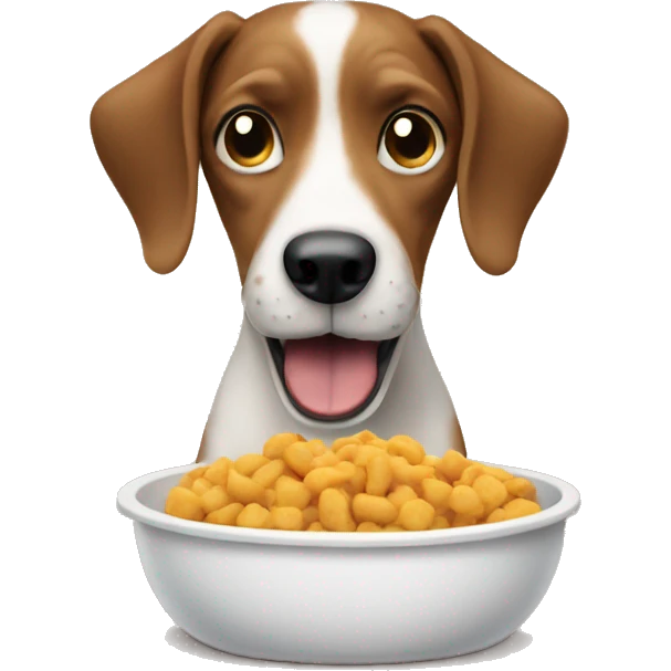 Silly dog eating food emoji