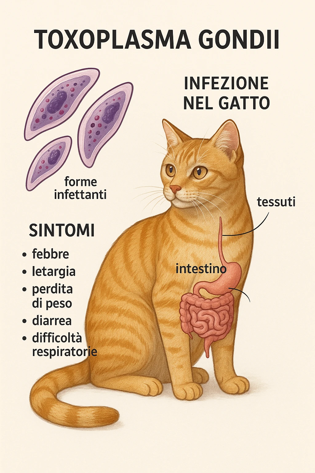 Toxoplasma gondii, infetta gatto in italiano con sintomi e anatomia emoji