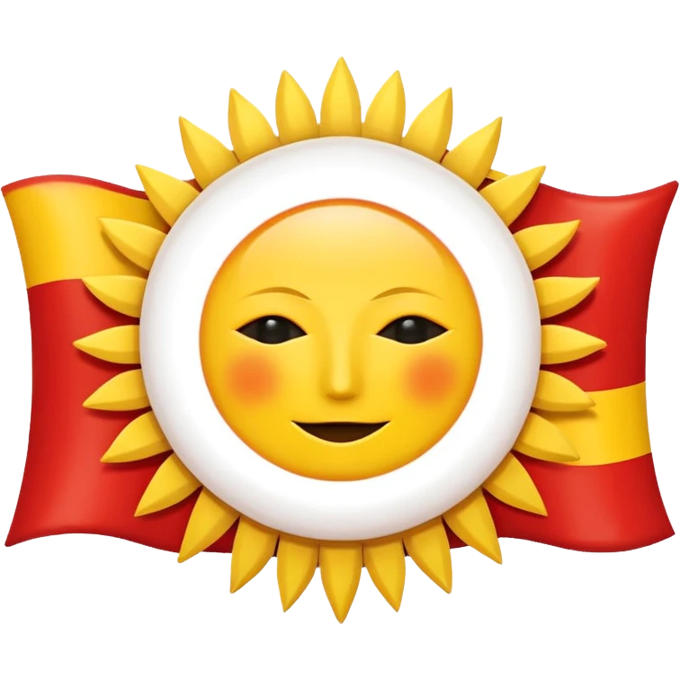 Флаг состоит из двух цветов и по середине обыкновенное солнце бес лица, сверху белый цвет снизу красный emoji