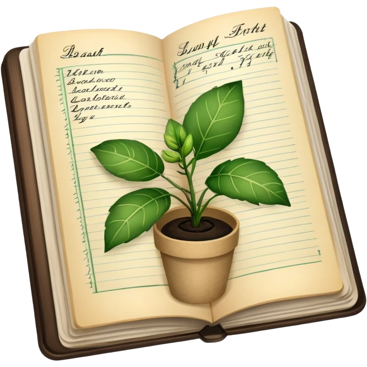 observation log with plant records. Transparent background emoji