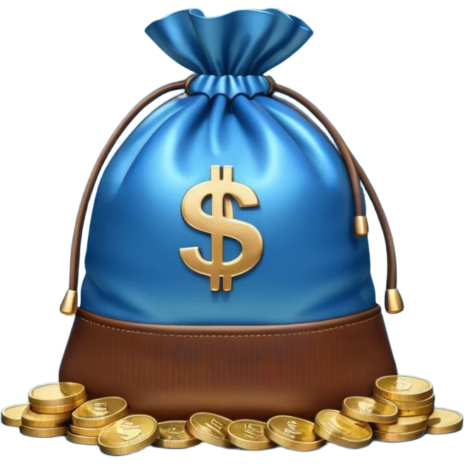 money bag on top of blue coins stack emoji