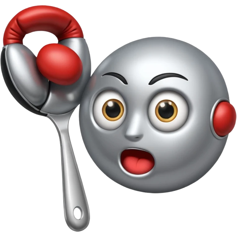 a spoon with eyes and boxe gloves emoji