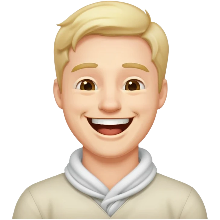 man holding neck laughing emoji