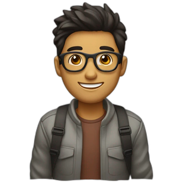 Hombre joven cabello claro y liso y con lentes tomando el metro emoji