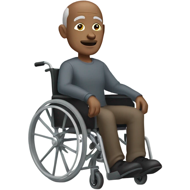 old black bald man in wheelchair. grey stubble. and he's pointing with his left hand emoji