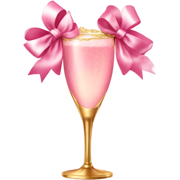 Pink champagne with gold bow emoji