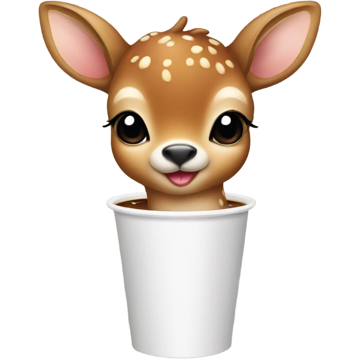 Cute Baby deer drinking iced coffee emoji