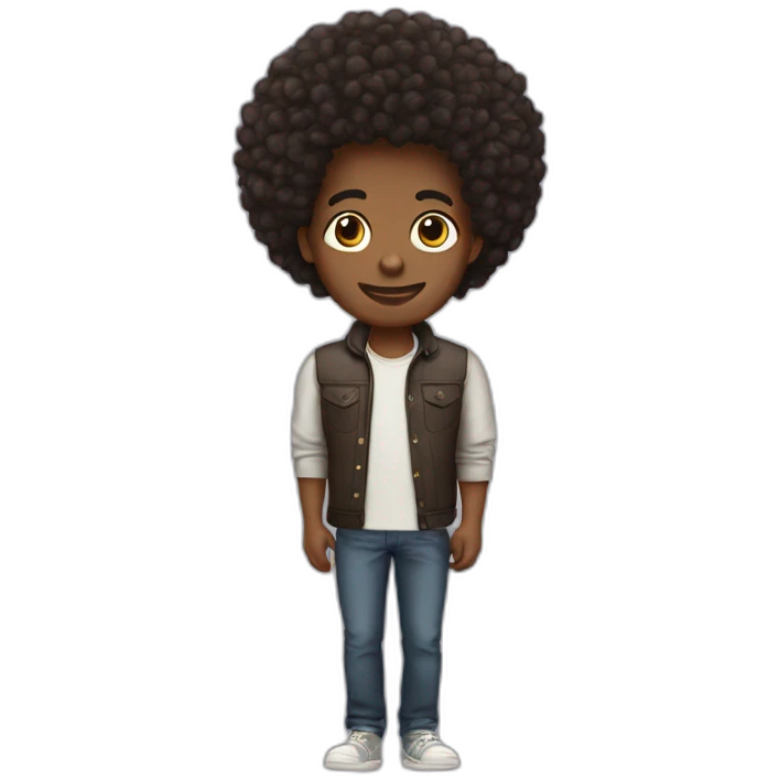 Teddy young black man with afro twisted hair emoji