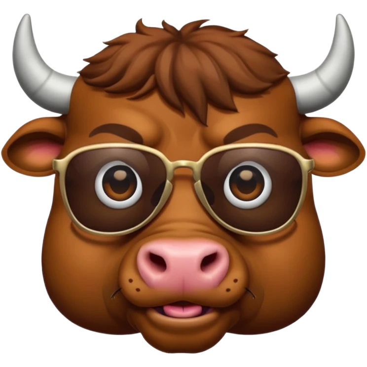 generate an emoji of a bull's face that's in a close up. the bull is travelling. maybe wearing sunglasses or drinking a drink or carrying a suitcase emoji