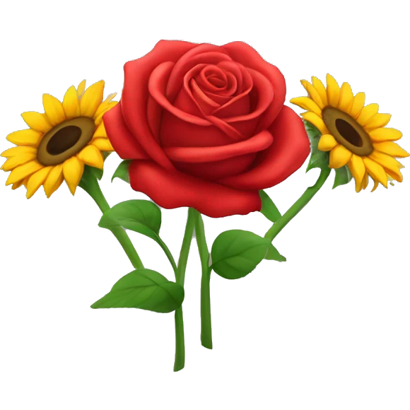 Ramo de 3 rosas rojas y 3 girasoles  emoji