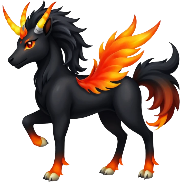 Shiny Exotic Gothic Rapidash-Houndoom-Pokémon-Fakémon-hybrid-creature emoji