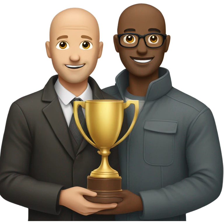 Trophy with bald brown man  emoji