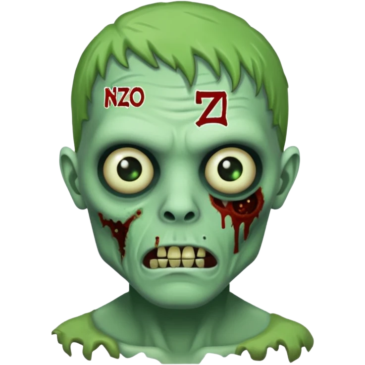 Un zombie avec écrit nzo en petit a côté de son visage emoji