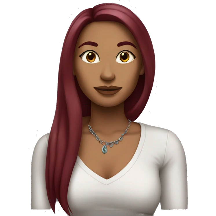 Tattooed woman with long straight burgundy hair emoji
