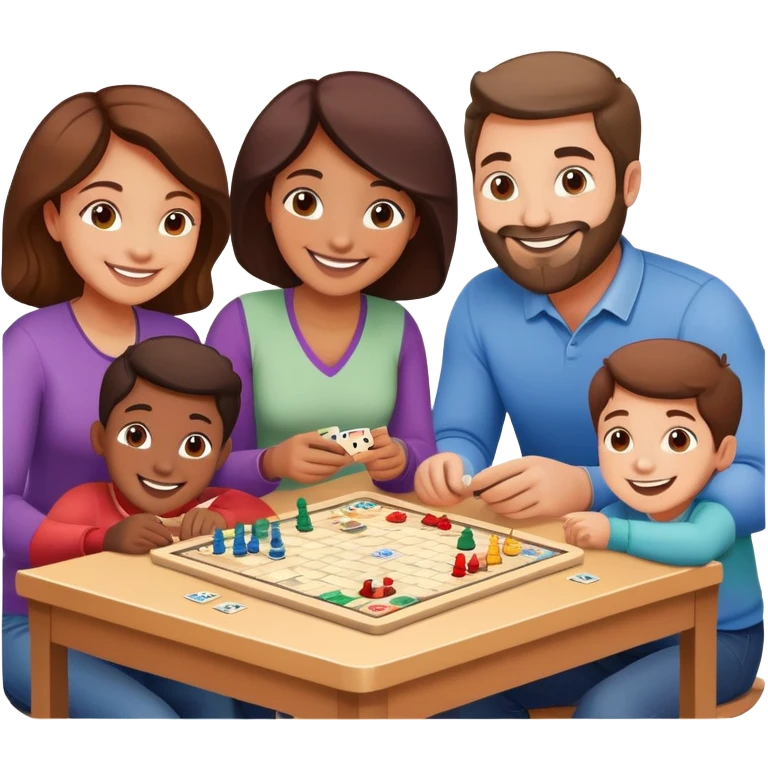 Family playing board games together at home emoji