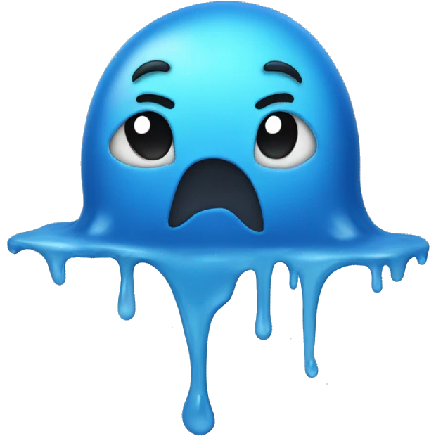 blue slime with >w< on his face  emoji