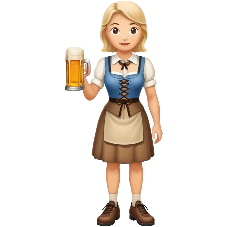 old German waitress, laced up shoes, standing, holding a stein of beer in the hand  emoji