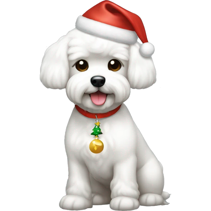 bichon maltés con accesorios navidad  emoji