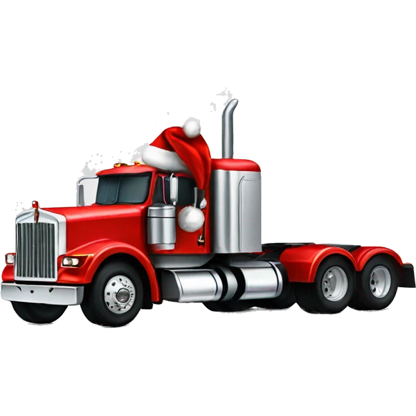 Kenworth tractor truck with christmas hat emoji