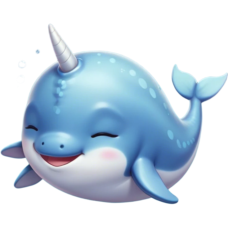 Meme-Worthy cute Sleeping Narwhal Portrait Emoji, Head resting peacefully with a contented smile, showcasing a luxuriously smooth form with a gentle tusk accent, eyes closed in a serene slumber, Simplified yet hilariously adorable features, highly detailed, glowing with a soft, drowsy glow, high shine, relaxed and utterly lovable, stylized with an air of playful laziness, bright and heartwarming, soft glowing outline, capturing the essence of a comically sleepy sea unicorn that feels destined to become the next viral sensation of adorable rest! emoji