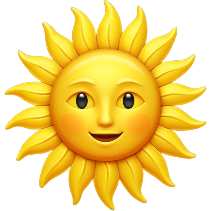 Isomorphic 3D Icon of Sun, Animated, Matte,  white background. High Resolution. emoji