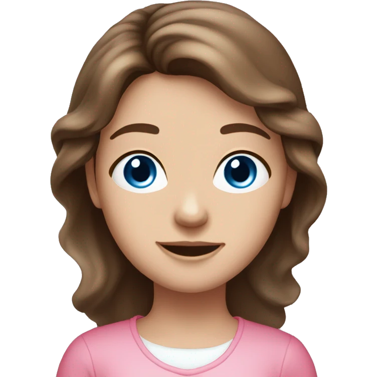 Pretty brown haired, girl, angelic, blue eyes, pink clothes emoji