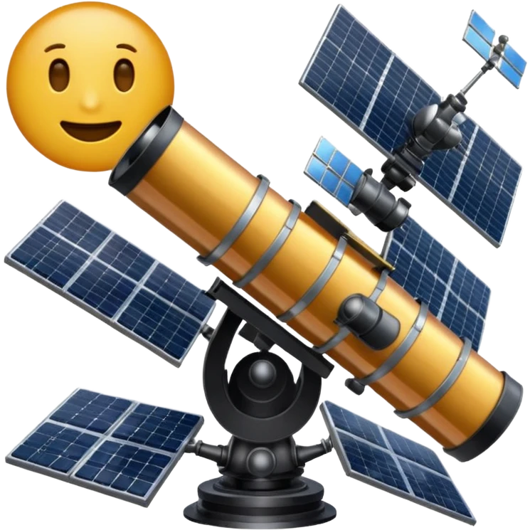 Hubble Space Telescope emoji style, focus on the telescope itself, professional look, accurate to real Hubble, smaller solar panels emoji