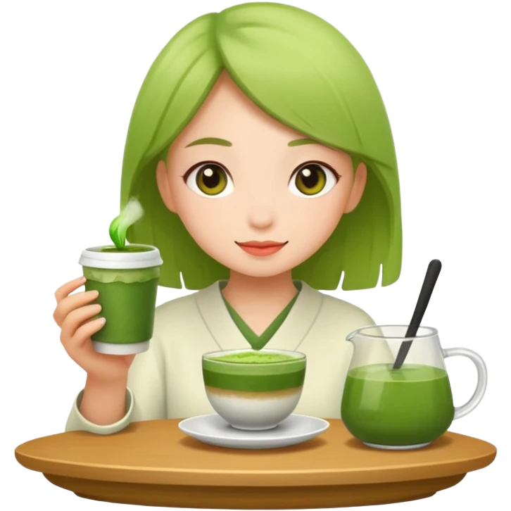 Girl with matcha emoji