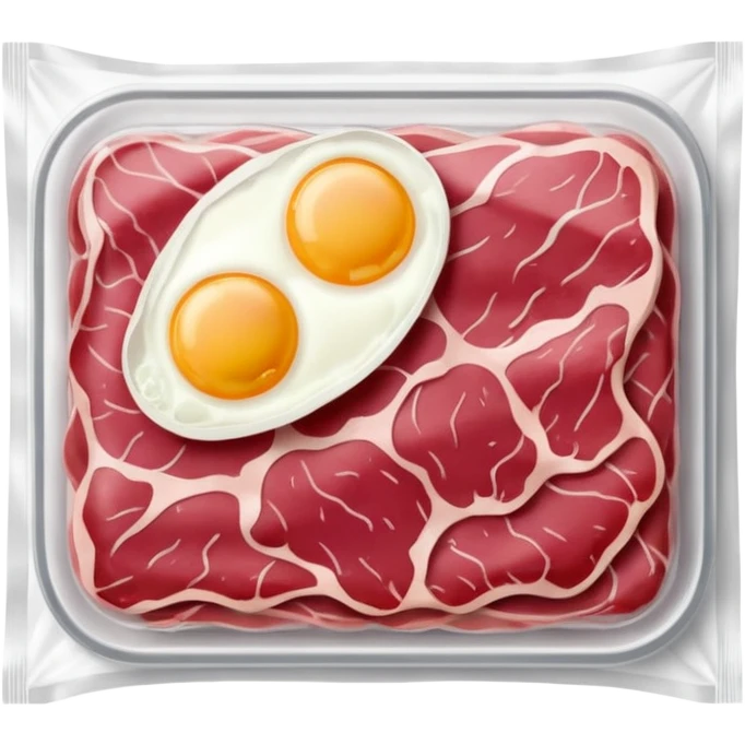 Irish breakfast raw meats in a sealed package  emoji