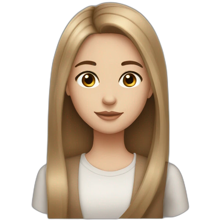 Girl white skin brown straight hair brown eyes middle part emoji