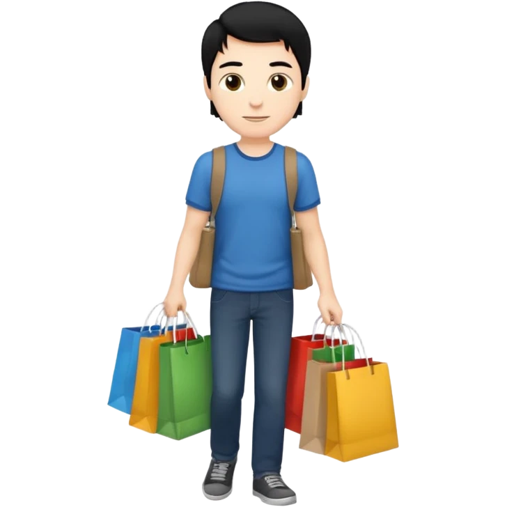 a white guy with black hair shopping emoji
