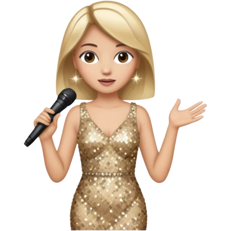 dọa cat is singing, 2 hands holding mirco and twinkle dresss emoji