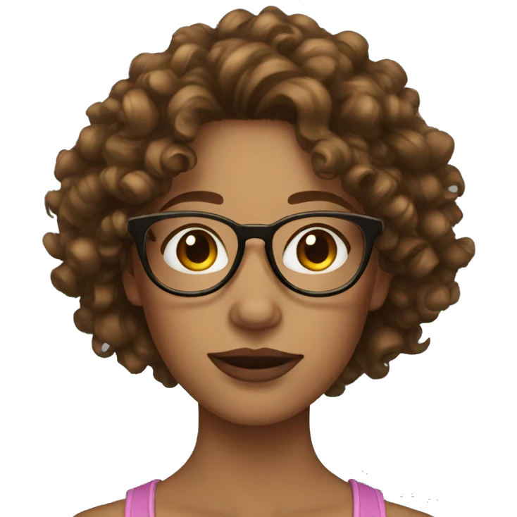 curly woman glasses brown hair tan skin freckles emoji
