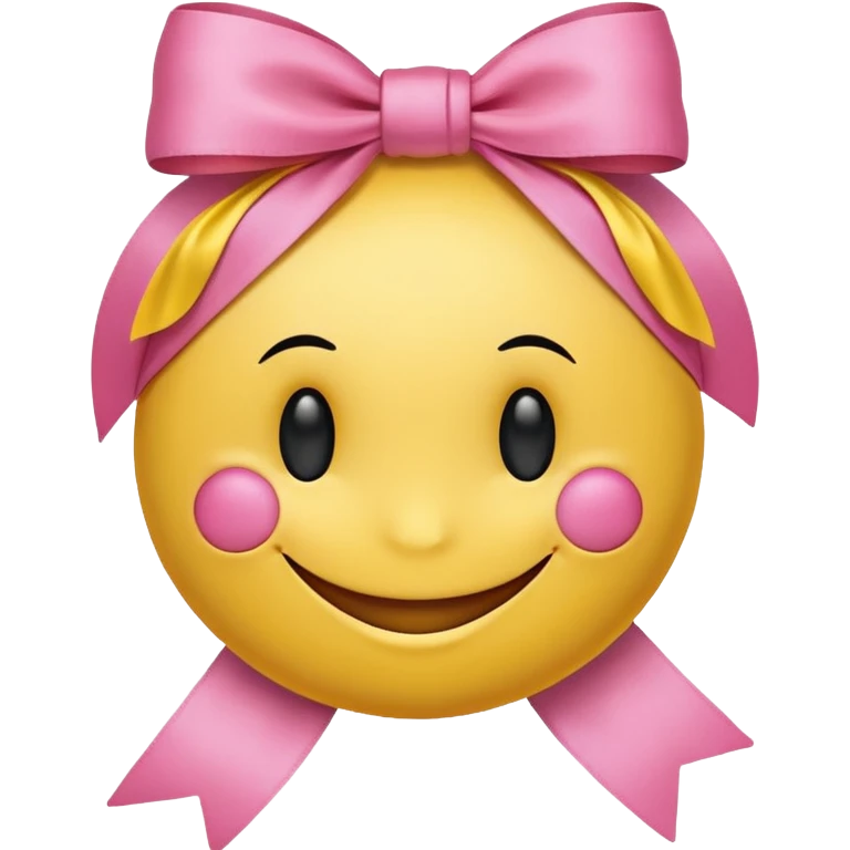 A smiley getting shy and a pookie ribben on his head emoji
