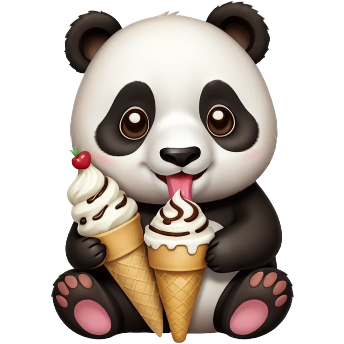 Panda eating ice cream emoji