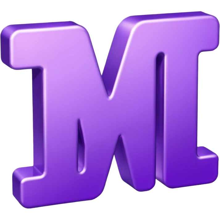 3D text that spells "me" in a shiny purple font  emoji