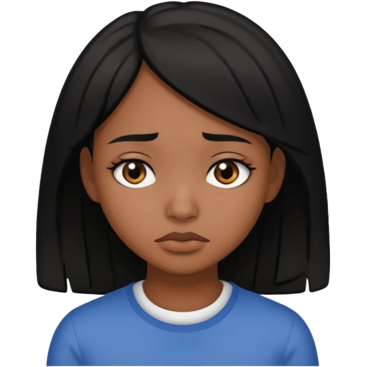 pretty brown girl with black hair who is sad emoji