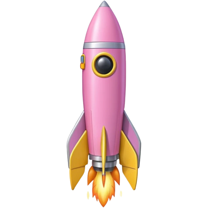 A single rocket, colored in pastel pink and yellow, glossy and smooth, cartoonish, vibrant colors, high detail, simple and cute design, isolated on white background, centered composition

 emoji